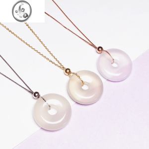 JiMis925银银项链定位针式链加长盒子十字链穿平安石圆珠可调节锁骨链