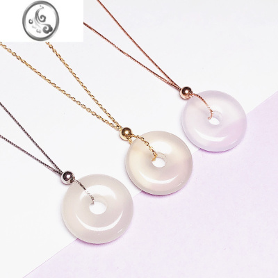 JiMis925银银项链定位针式链加长盒子十字链穿平安石圆珠可调节锁骨链