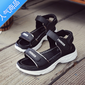 SUNTEK2023新款运动凉鞋女夏季韩版松糕厚底轻便学生百搭魔术贴沙滩鞋子