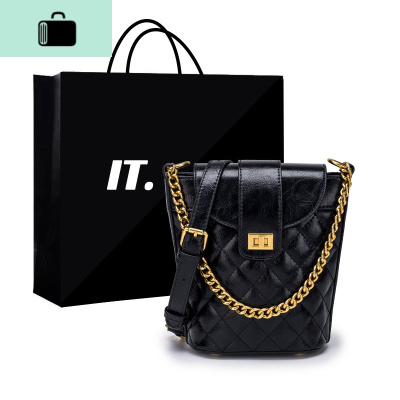 包包2020新款女包流浪包时尚韩版水桶菱格链条包斜挎单肩包NEW LAKE女斜挎包