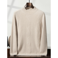 半高领秋冬新款山羊绒衫男士宽松显瘦厚款毛衣针织打底衫厚款保暖