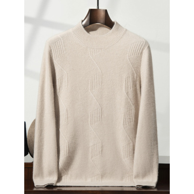 半高领秋冬新款山羊绒衫男士宽松显瘦厚款毛衣针织打底衫厚款保暖