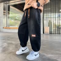 男童春秋牛仔裤新款宽松儿童中大童男孩束脚裤子炸街