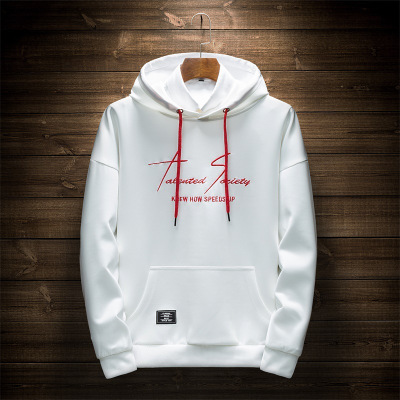 卫衣男春秋新款修身连帽套头卫衣潮外套时尚字母印花外套