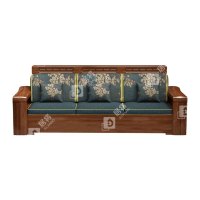 居将 JJ4022931 中式胡桃木实木沙发 三人位