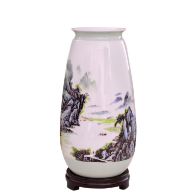 瓷拍景德镇陶瓷工艺品摆件花瓶世外桃源山水画瓷瓶家居装饰品瓷器
