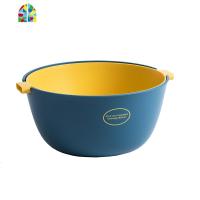 家用塑料双层洗菜篮厨房沥水篮子创意水果盘客厅蔬果盆 FENGHOU O派中号(深红色)