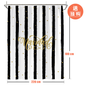 美式黑白条纹浴帘加厚防水隔断帘不透明洗澡间家用卫生间挂帘