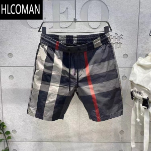 HLCOMAN短裤男夏季2025年新款速干欧洲站潮牌沙滩裤潮流休闲工装格子中裤