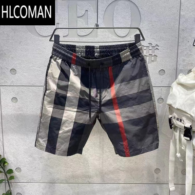 HLCOMAN短裤男夏季2025年新款速干欧洲站潮牌沙滩裤潮流休闲工装格子中裤