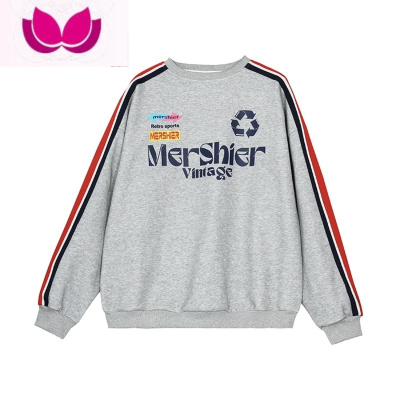 七斓美式复古字母印花圆领情侣卫衣男女款新款休闲宽松长袖上衣