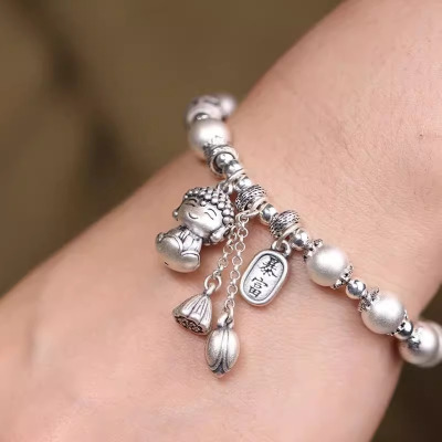 民族风莲花圆珠串珠手串手链女小众高级感轻奢百搭2025新品手饰送女朋友老婆情人节七夕生日礼物