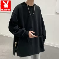 花花公子长袖t恤男士秋冬季宽松大码卫衣潮牌圆领无帽打底衫春秋