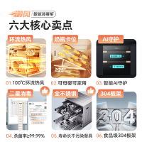 康宝(Canbo)家用嵌入式消毒柜三层十区全二星304不锈钢热风循环消毒碗柜XDZ135-ER930