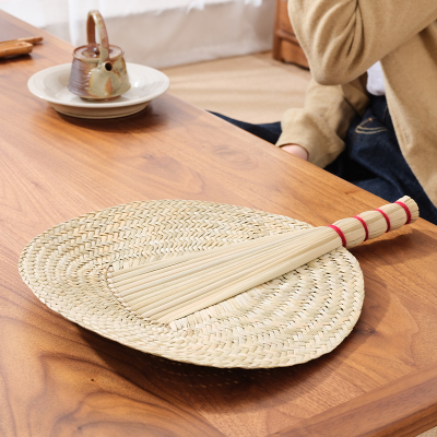 老式编扇子女日用手工编织大蒲扇闪电客芭蕉扇夏季儿童中国风古典蒲草原色