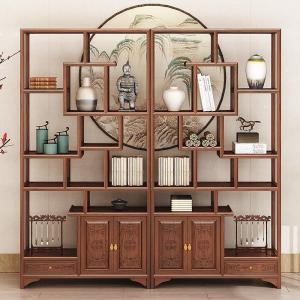 森美人新中式博古架实木中式展示柜隔断玄关茶叶茶室禅意多宝阁摆件书架