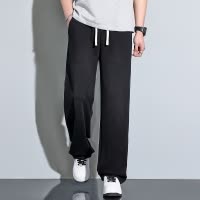[2.5折价92元]唐狮春新款男休闲长裤简约运动裤宽松卫裤直筒阔腿裤子男潮流