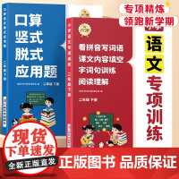 2025版一二年级下册语文阅读理解专项训练看拼音写词语小学数学口算竖式脱式应用题三四合一新版归类复习同步训练专项练习册教