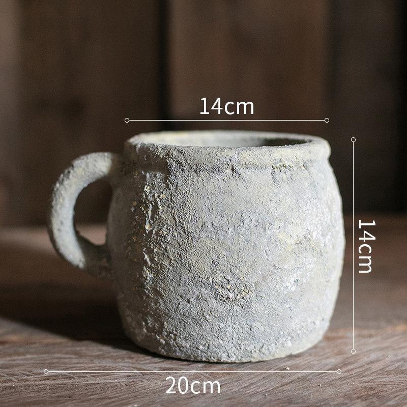 美帮汇茶缸造型花盆花器复古多肉植物粗陶红陶兰花透气陶土盆 茶缸