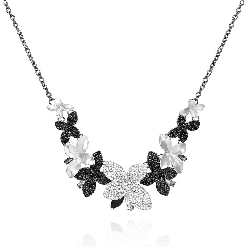 GUESS项链金属水晶黑花设计时尚轻奢优雅女款