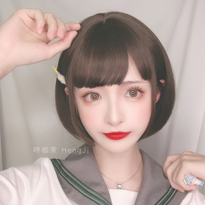 假发女长发自然逼真网红少女洛滑修脸可爱2号黑棕bobo