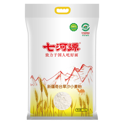 七河源新疆奇台旱沙小麦粉5kg高筋面粉