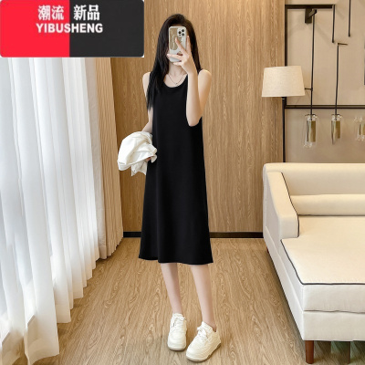 YIBUSHENG季短袖衬衫外套搭无袖背心小黑裙女小个子显高两件套连衣裙套装