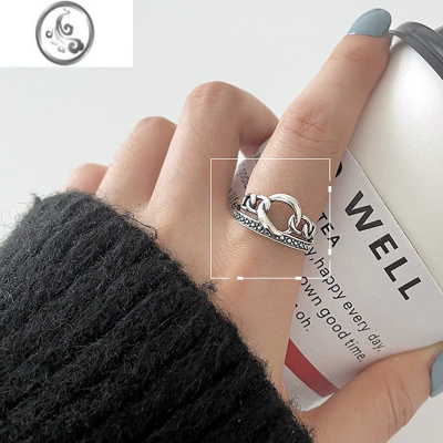 JiMi夸张戒指女s925银银食指 时尚个性 小众设计冷淡简约质感朋克指环