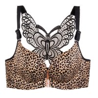 前扣美背文胸大码无钢圈200斤胖mm聚拢胸罩防下垂薄款无痕内衣女D_121