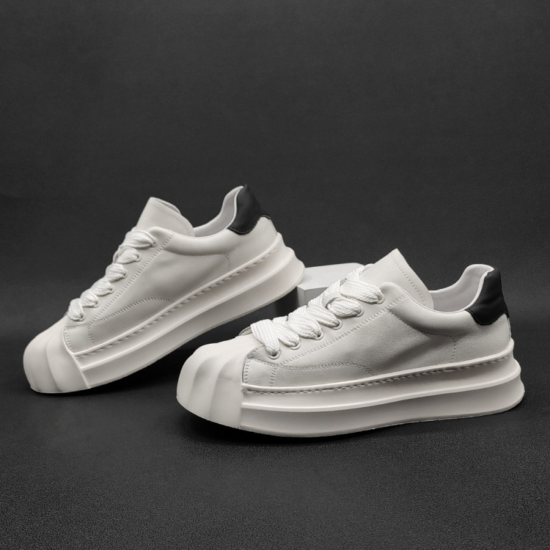 贝壳头男鞋真皮软底小白鞋潮流百搭运动风休闲鞋头层牛皮男生鞋子