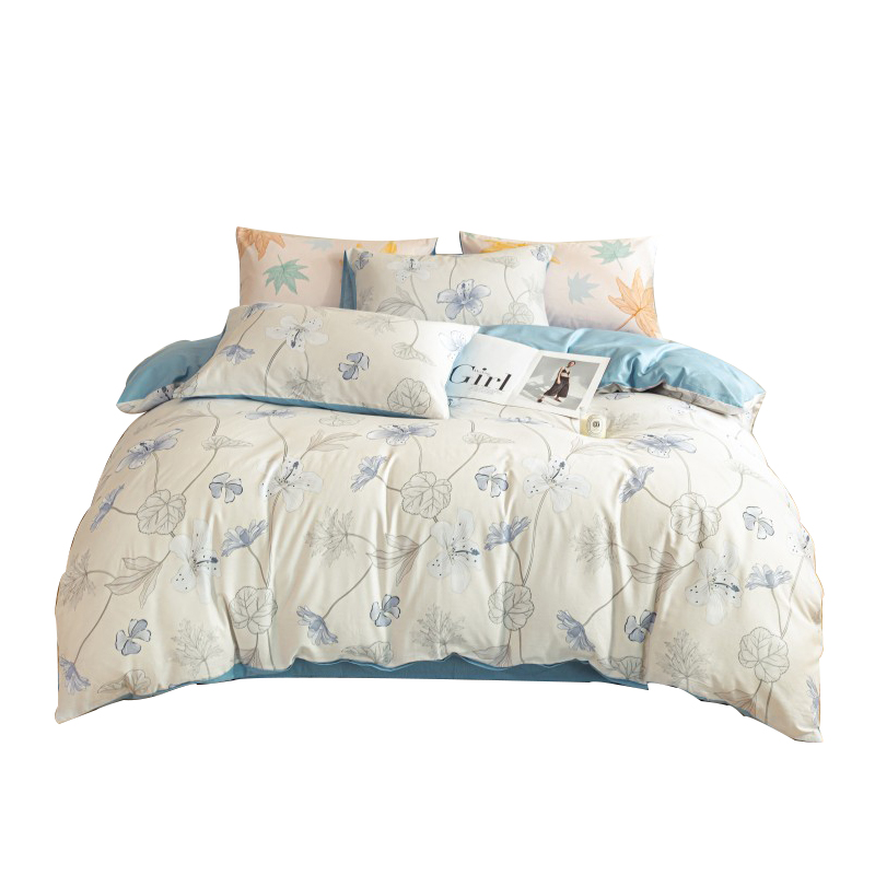 艾逸瑶选 JF-241201 白韵花枝纯棉四件套