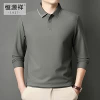 恒源祥秋季翻领长袖t恤男士2025新款中年商务休闲体恤爸爸polo衫