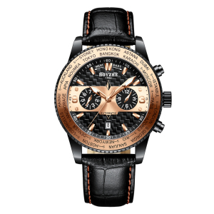 正品博雅哲(BOYZHE)新款手表瑞士男全自动机械表时尚商务多时区生活防水男士手表潮