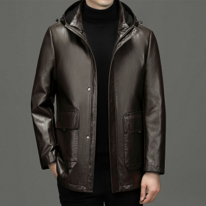 2025春秋新款高端皮羽绒服男翻领海宁真皮羽绒男大码男装外套可拆卸内胆羽绒服男皮衣男士商务大码真皮皮草外套男防寒服