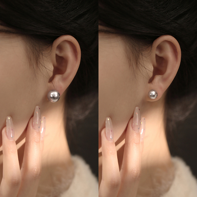 999纯银耳钉女耳环耳饰施家珍珠韩国网红小众设计ins风简约送女朋友老婆情人节七夕生日礼物