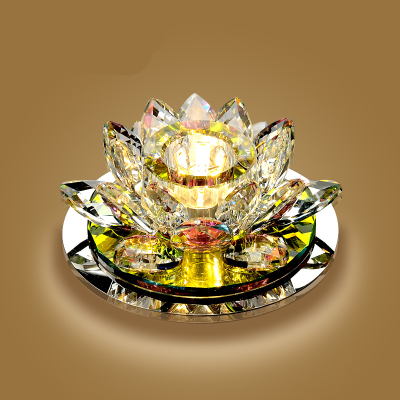 创意 水晶过道灯简约闪电客现代led走廊玄关客厅射灯七彩莲花玻璃筒灯