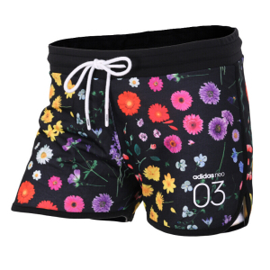 Adidas阿迪达斯女裤夏款运动裤时尚舒适花卉透气休闲短裤CV9242 C