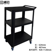 戴劲电脑设备架推车机房培训检测车打印机移动工作台黑色带拉手
