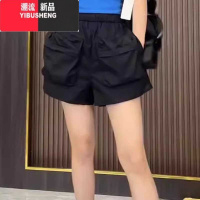 YIBUSHENG大码欧货多巴胺短裤女2024年季薄款胖mm高腰显瘦大兜口袋阔腿裤