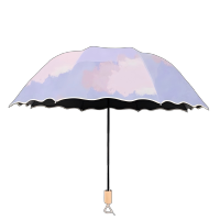 六羊纺 雨伞女折叠晴雨两用防晒防紫外线遮阳伞公主风结实抗风 个