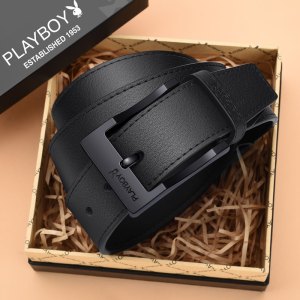 花花公子针扣皮带男士真皮牛皮纯商务腰带时尚男款潮青年正品裤带