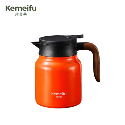 珂美芙 304不锈钢带提手保温茶壶 橙色1000ml 个