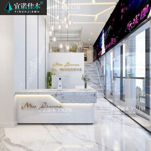 美容院公司前台接待台服装店收银台柜台欧式吧台简约现代仿大理石