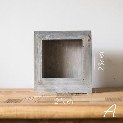 家柏饰(CORATED)壁挂花框花盆花器 实木手工做旧复古花园用品杂货 A灰色 中