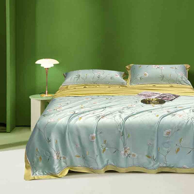 啄木鸟(Z.M.N.) 出品 高奢60兰精天丝印花镂空夏被菲耶娜 2.0*2.3m ZHB-0029 墨玉绿 单个价