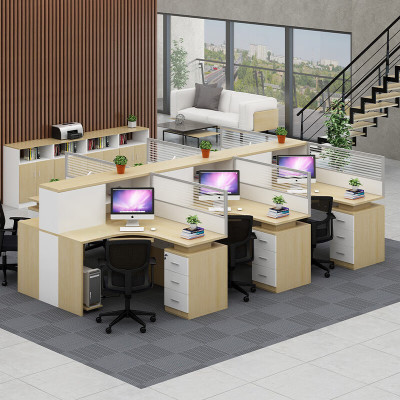 域赢屏风办公桌职员办公桌现代隔断员工位电脑桌工作卡位干字型6人位