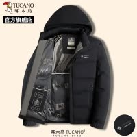 啄木鸟冬季新款男士保暖棉服可拆卸帽领外套中年爸爸装防寒上衣C