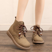 民族风厚底马丁靴女秋冬新款百搭真皮短靴加绒休闲复古女棉鞋