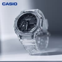CAISO官方旗舰店卡西欧手表男G-SHOCK八角八王子白色冰韧半透明防水运动电子石英表男日韩表GA-2100SKE