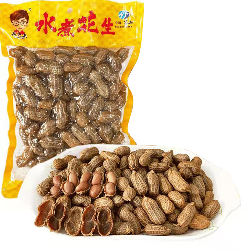 水煮盐水花生508g米带壳五香味下酒菜大份袋装花生休闲小零小吃